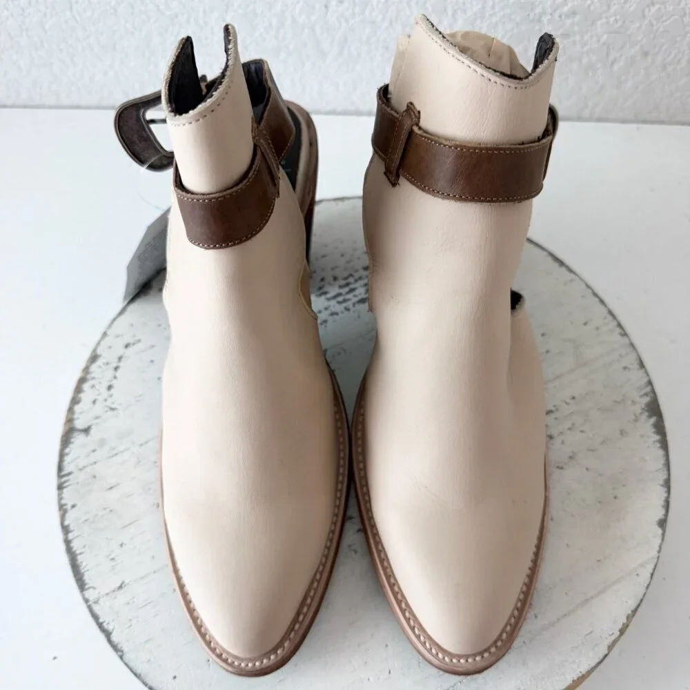 Lane HIGH NOON Womens Cowboy Booties Putty Western Cowgirl Short Boots Size 9